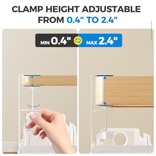 Image of [Upgraded] 25 inch Extra Large Under Desk Cable Management, Cinati Wire Organizers No Drill, Cable Tray with Clamp for Wire Management, Cord Organization Box for Office, Home - No Damage to Desk(White)