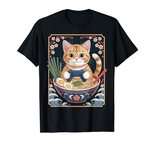 Kawaii Gamer Cat Ramen Japanese Anime Art Cute Gamer Cat T�V���c