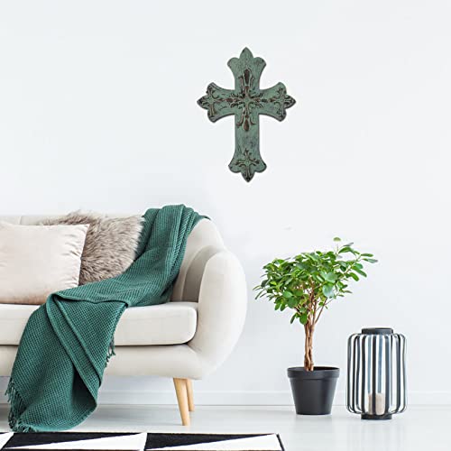Farmhouse Cross Wall Decor,Metal Cross Decoration For Home Decor, Family Wall Art Flower Cross Wall Sculpture 14.5" H #TOP6