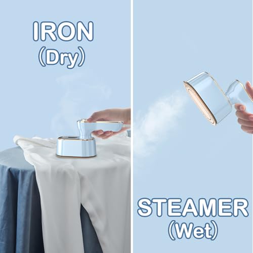 Image of Travel Steamer Iron for Clothes Mini - Portable Ironing Machine Travel Small Size Portable Steamer Travel College Dorm Home Essentials (SkyBlue)