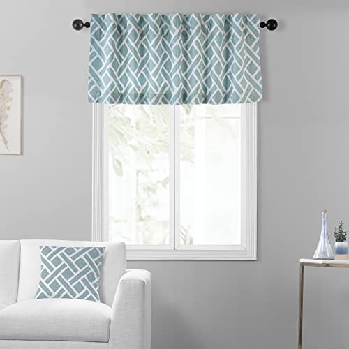 Image of HPD Half Price Drapes Window Valance 50 X 19 Cotton Martinique Printed, PRCT-VLD07B-19, Martinique Aqua
