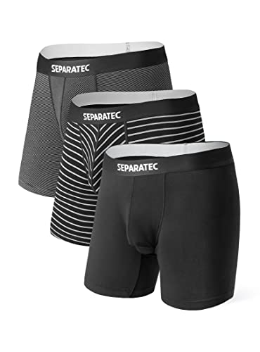Separatec Men's Dual Pouch Underwear Comfort Soft Premium Cotton Modal Blend Boxer Briefs 3-6 Pack