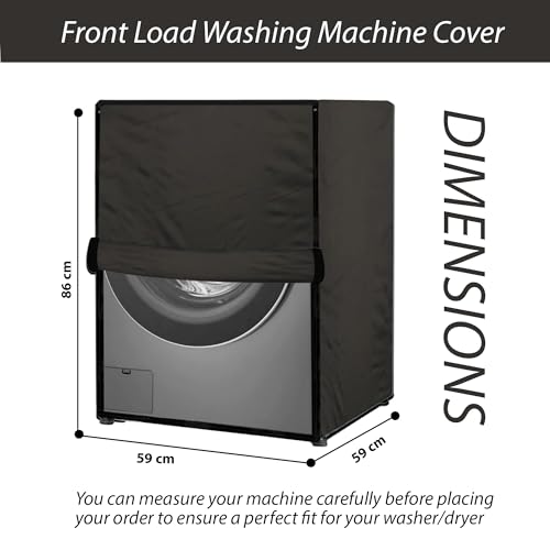 Image of Waterproof & Dustproof Top Front Load Washing Machine Cover for 6 kg 6.5 kg 7kg & 7.5 kg Compatible for IFB LG Samsung Whirlpool Bosch Haier | Siemensfor with Pipe Holes (Coffee)