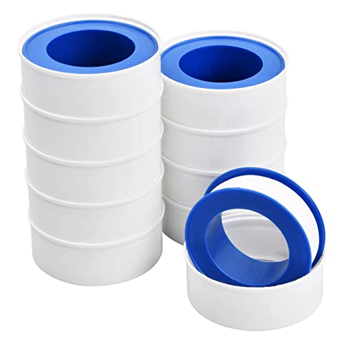 10 Rouleaux de Ruban PTFE Étanchéité pour Fuite D'eau 12mm x 10m, Ruban Teflon Haute Temperature, Ruban D'étanchéité Filetage Étanche Blanc, Plomberie Joint Rubans pour Gaz Tuyaux Vannes Cover