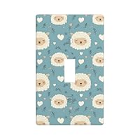 Cute Sheep White Print Light Switch Cover Plate, 1- Gang Standard Size 4.5\" x 2.76\", Decorative Toggle Wall Plate Covers, Unbreakable Polycarbonate Thermoplastic