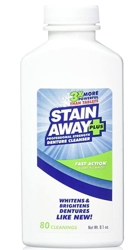 StainAway Plus Denture Cleanser 5-Minute Fast Action 8.1oz. 2 pack