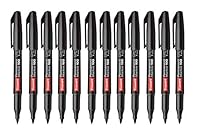 Luxor Permanent Markers, Pack of 12, Black, Hard Acrylic Bullet Tip, Quick-Drying, Xylene-Free, Ideal for Home, Office Supplies and School Use. Big pens high quality long lasting.