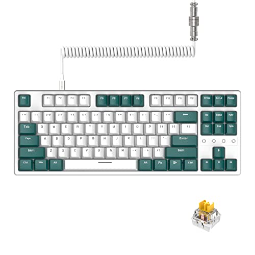 MAMBASNAKE K87 TKL Clavier de Jeu mécanique remplaçable à Chaud, Mode Triple 2,4 GHz/Bluetooth 5.0/Filaire, commutateurs Jaunes 20 Batterie RVB rétroéclairée 3000 mAh - Vert Cover