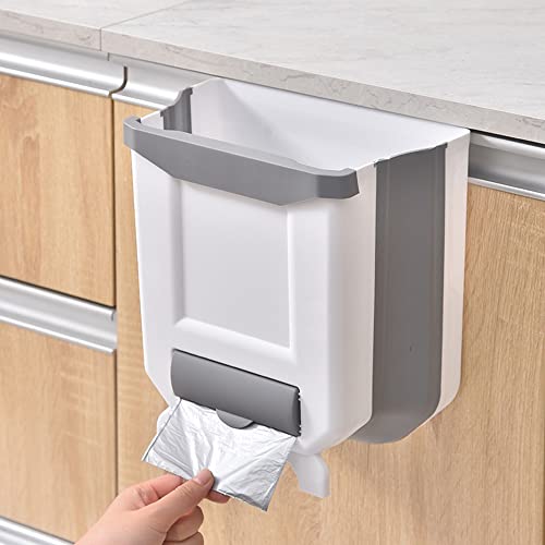 Caneca de basura colgante plegable de 8 litros blanca