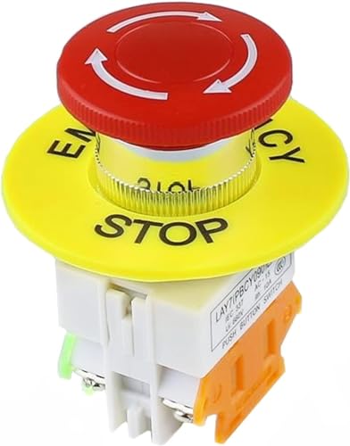 Interrupteur bouton arrêt d'urgence autobloquant champignon rouge AC 660V 10A