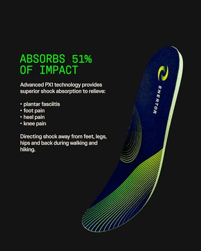 Image of Enertor PX1 Walking Insoles - Hiking & Standing, Full Length Orthotics, Shock Absorbing Technology - Foot and Heel Pain Relief - for Plantar Fasciitis, ation, Arch and Flat Feet Support, US Mens 10-11