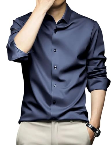 Image of IndoPrimo Men's Stylish Solid Satin Casual Shirt for Men Full Sleeve