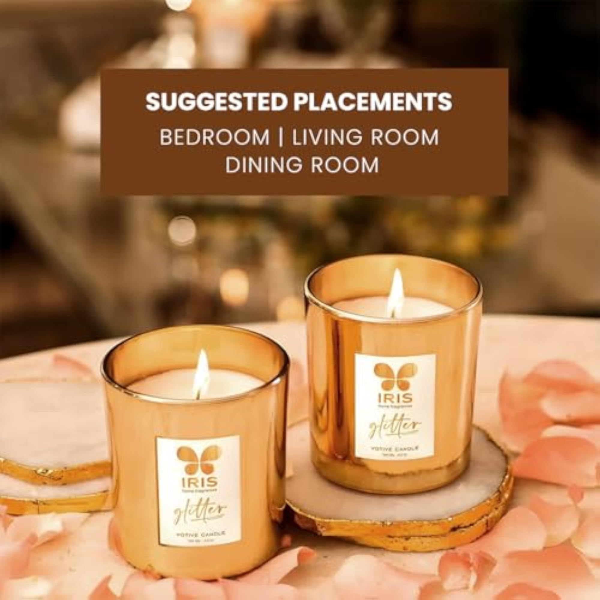 Gold Glass Votive Single Pack, Elegant Decor