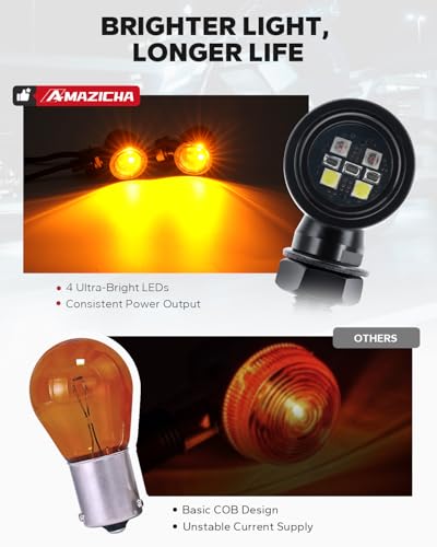 Image of Mini Led Turn Signals Motorcycle Blinkers 4LEDs White Amber Front Turn Signals universal bullet signal lights Fit for Honda Yamaha Suzuki Kawasaki Harley Chopper Bobber