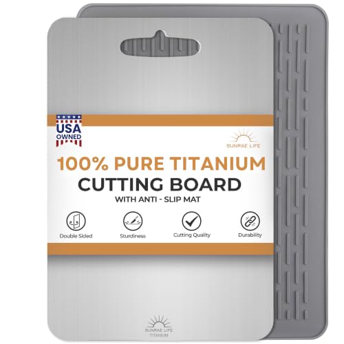 Tabla de cortar rectangular de titanio ligera con mango miniatura 1