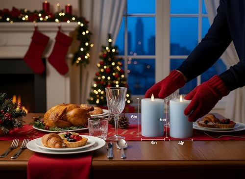 Image of Flameless Pillar Candles Flickering with Remote Timer, Battery Operated LED Candles Up to 400 Hours, 3D Moving Flame Real Wax Candles, D4 x H6, Remote Included (Ice Blue, 4inx6in)