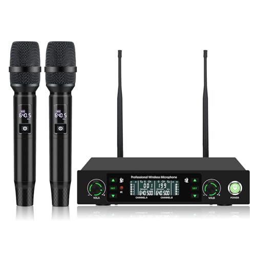 Professional Wireless Microphone System, 500ft Long Range 2.4G Cordless Mic Set with 40H Playtime,...