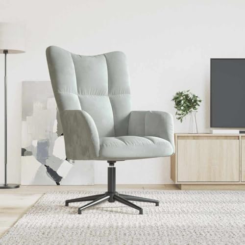 RMIHSJG Sillón de Relax de Terciopelo Gris Claro Sillón Relax Giratorio 360° con Estructura Acero y Base Cruz Estable