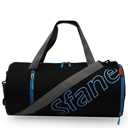 SFANE Black Polyester Duffle Gym Bag, Shoulder Bag, Sports Bag for Men & Women with Separate Shoe Compartment (Blue,Black) (1 Qty)