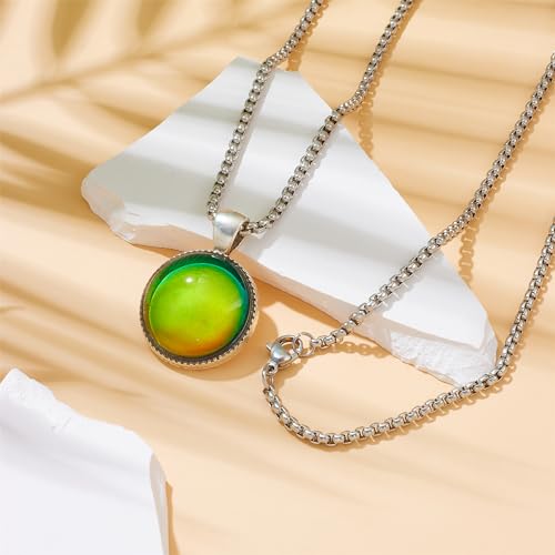 Round Shaped Temperature Sensing Color Changing Pendant Mood Necklace4