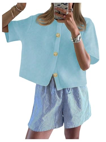 Verdusa Women's Old Money Tops Button Cardigan Sweaters Fall Outfits Ribbed Knit Outerwear