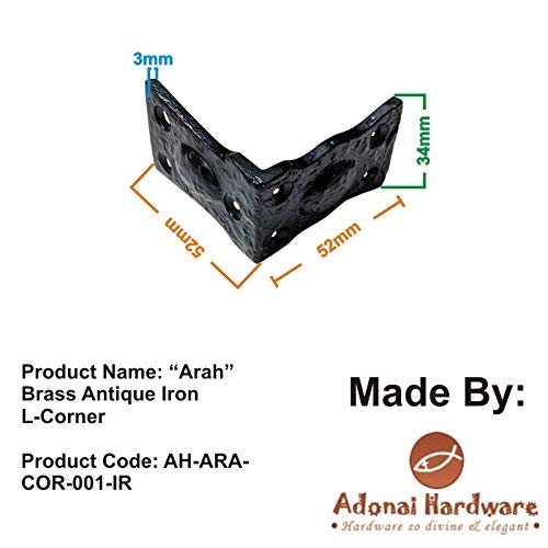 Miniatura 8 de Adonai Hardware "Arah" - Esquina en L de hierro antiguo negro (suministrado como 16 piezas por paquete) - Recubrimiento de polvo negro