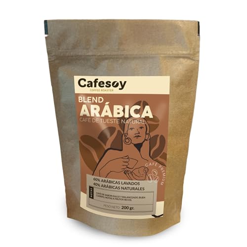 CAFESOY Café en grano natural arabica 200 gr | 100% arabica | Café de especialidad |Tueste Natural y Artesanal | Cultivo Sostenible