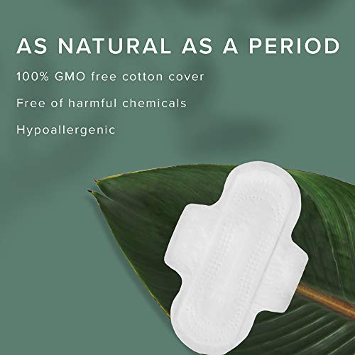 Image of Veeda Natural Cotton Day Pads for Women - Heavy Flow Absorbent Ultra-Thin Feminine Pad with Wings - Hypoallergenic Period pads - Unscented & Chlorine free Sanitary Napkins - 28 Count