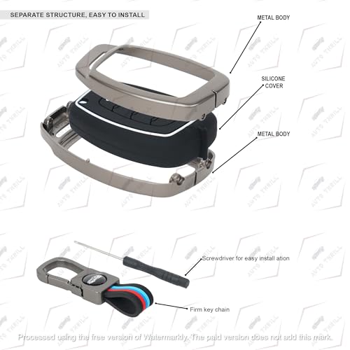 Image of Auto thrill Premium Metal Key Cover Compatible with Hyundai Alcazar and Creta Car 4 Button Smart Key