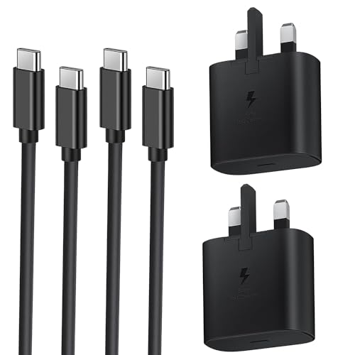 2 PACK Samsung Fast Charger Plug and Cable 1M, Type C Charging Plug and USBC to C lead for Samsung Galaxy S24 Ultra/S23/S22/S21 FE/S20/A16/A15/A14/A13/A12/A32/A33/A34/A35/A52S/A53/A54/A55/A05S/A20E