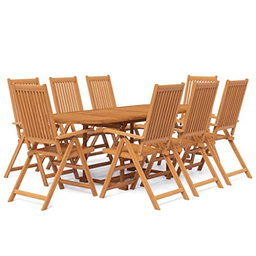 Golinpeilo 9 Pieces Patio Dining Set For 8, Outdoor Oval Acacia Wood Extendable Dining Table And Folding Chairs Set, For Garden, Backyard, Deck, Poolside, Balcony -2770 #TOP1