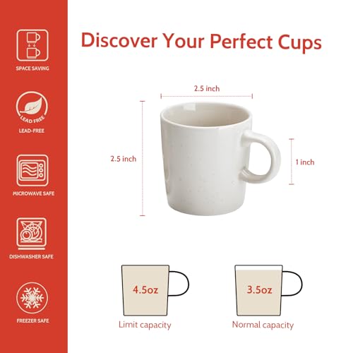 Image of Sweese 3.5oz Porcelain Espresso Cups Set of 4, Mini Coffee Mugs Demitasse Cups - White Grey