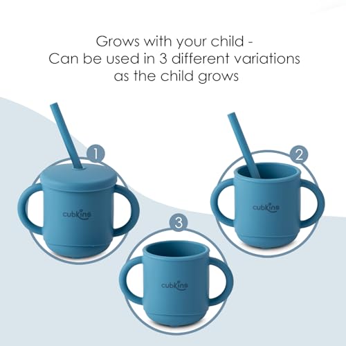 Image of CUBKINS Silicone Sippy Cup with Soft and Durable Straw Training Cup for Babies | Anti-Slip & Measuring Level Cup with Lid for Toddler and Kids