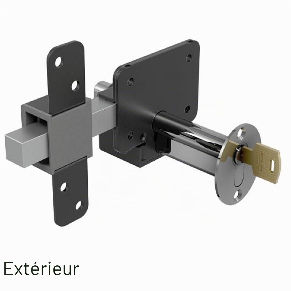 Gatemate 1490116 Euro Profile Serrure de porte de garage à longue portée 70 mm avec 5 clés et bouton tournant