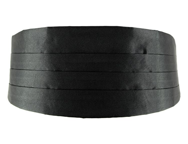 Winture Men's Formal Satin Adjustable Cummerbund Black Men Cummerbunds for Tuxedo Wedding Prom Special Occassions (Black-1 PCS)