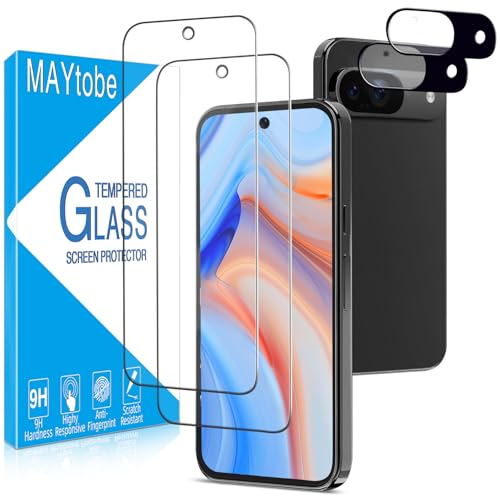MAYtobe [2+2 Pack Google Pixel 9 Screen Protector Tempered Glass Screen Protector with Camera Lens Protector for Google Pixel 9 No Bubbles Anti Scratch Easy to Install