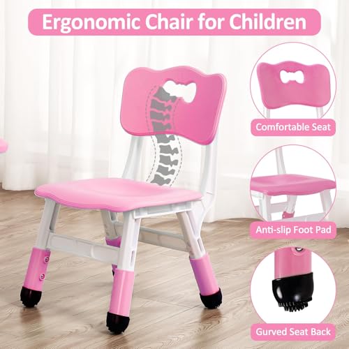 Image of Kids Table and Chairs Set, Height Adjustable Activity Desk (Ages 2-10) - Graffiti & Arts Crafts Desktop with Non-Slip Legs, 300lbs Max Load, Multi-Use for Home, Classrooms & Daycares