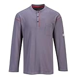 Portwest FR02 Bizflame Flame Resistant Henley Long Sleeve Sweatshirt Gray, 4X-Large