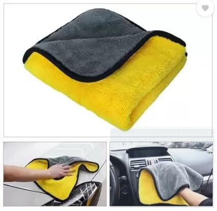 Image of Heavy Microfiber Cloth for Car Cleaning and Detailing, Dual Sided, Extra Thick Plush Microfiber Towel Lint-Free, 40cm x 40cm, (Pack of 2) 500 GSM