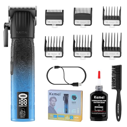 Tondeuse à cheveux professionnelle KEMEI 8550 sans fil avec écran LED et moteur 9000 tr/min