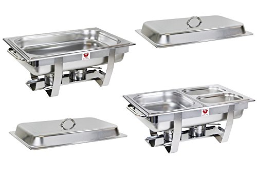 Beeketal 2er Chafing Dish Set 'BCD-2' Profi Gastro Speisewärmer Set aus Edelstahl - Lieferumfang: 2X Grundgestell, 2X…