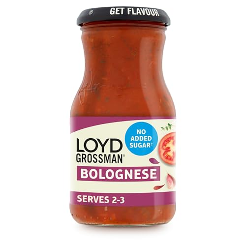 Loyd Grossman No Added Sugar Italian Bolognese Sauce – Sun-Ripened Tomatoes & Fragrant Herbs, 350 g Jar (Pack of 1)