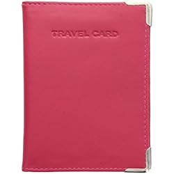 Funda Portacarretes Visconti Portatarjeta de Viaje de Cuero con Protectores de Esquinas de Metal TC5 Fuschia