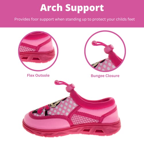 Disney Minnie Mouse Water Shoes - Pool Aqua Socks For Kids- Sandals Princess Bungee Waterproof Beach Slides Sport Character Summer Slip-On Quick Dry - Pink (Sizes 5-6 Toddler) #TOP2