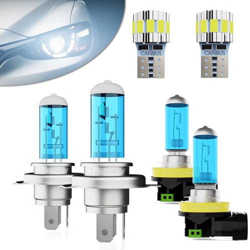 Image of Headlight Bulbs Fit For Honda CR-V 2002-2004,2007-2014,9003 High Low Dual Beam + H11 Fog Lights Halogen Light Bulb + License Plate Light Combo,5500k White,Plug-N-Play,Pack of 6