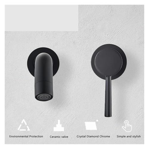 Bec mural noir mat mitigeur de baignoire et lavabo design - 4