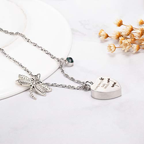 Dragonfly Urn Necklace for Ashes Personalized Gemstone Memory Pendant Cremation Jewelry2
