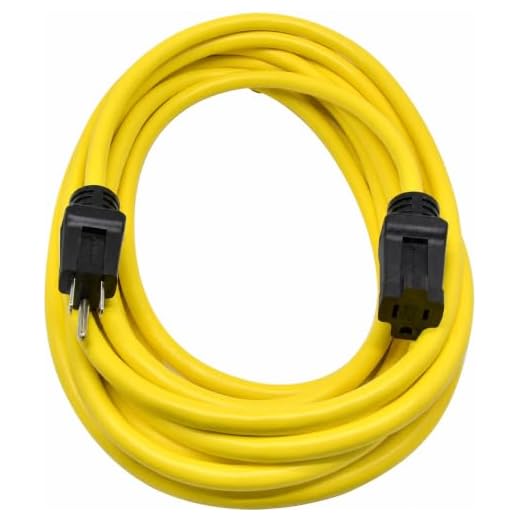 Clear Power 25 ft 12/3 SJTW Heavy Duty Outdoor Extension Cord, Water,Weather & Kink Resistant, Flame Retardant, Yellow, 3 Prong Grounded Plug, CP10144