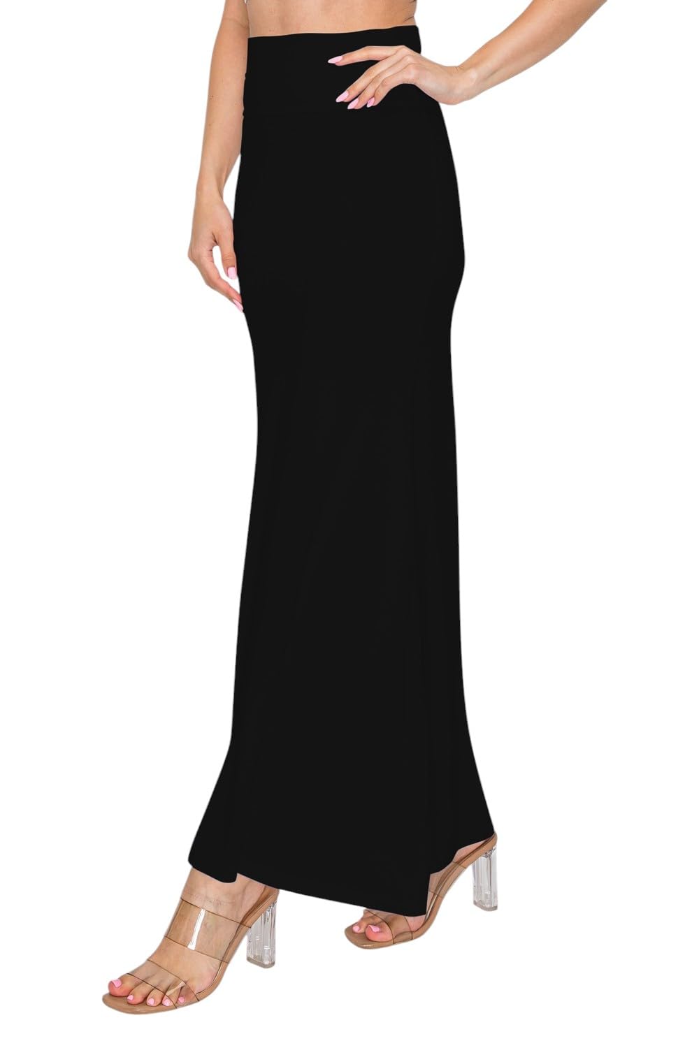 OMNIGENUS Womens Folded Wide Waist Band Long Maxi Skirt S-XL