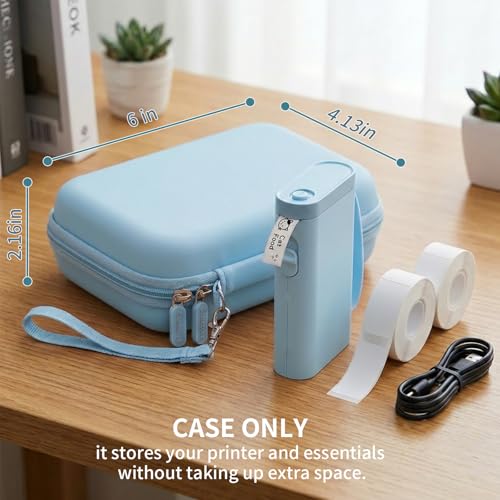 Image of Comecase Case Compatible with Nelko P21 / for Phomemo D30 D35 Label Maker Machine, for JADENS D11 / for SUPVAN Mini Labeler Sticker, Labler Maker Storage for Tape&Accessories (Sky Blue)